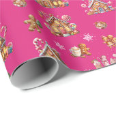 Whimsical Pastel Christmas Ginger Bread patterned Cadeaupapier (Rol Hoek)