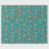 Whimsical Pastel Christmas Ginger Bread patterned Cadeaupapier (Vlak)