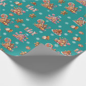 Whimsical Pastel Christmas Ginger Bread patterned Cadeaupapier (Hoek)