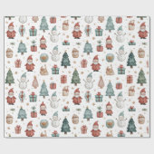 Whimsical Pastel Christmas Pattern Wrapping Paper Cadeaupapier (Vlak)