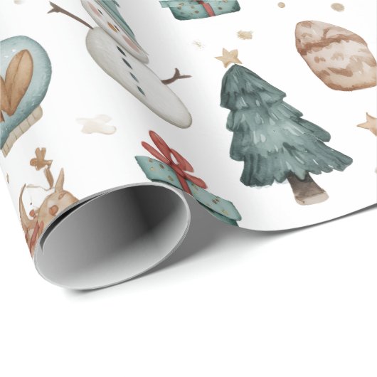 Whimsical Pastel Christmas Pattern Wrapping Paper  Cadeaupapier (Rol Hoek)
