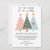 Whimsical Pastel Christmas Trees Happy Holidays Feestdagenkaart (Voorkant)