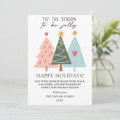 Whimsical Pastel Christmas Trees Happy Holidays Feestdagenkaart (Staand voorkant)