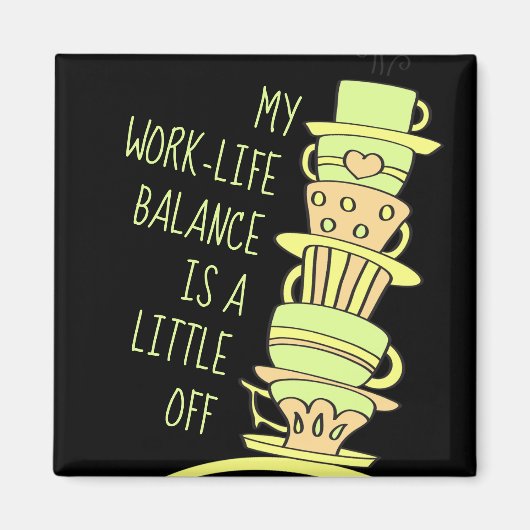 Whimsical Pastel Coffee Cups and Typography Magneet (Voorkant)