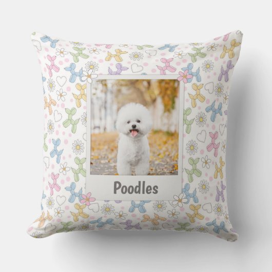  Whimsical Pastel Custom Photo Poodle Throw Pillow Kussen (Voorkant)