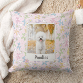  Whimsical Pastel Custom Photo Poodle Throw Pillow Kussen