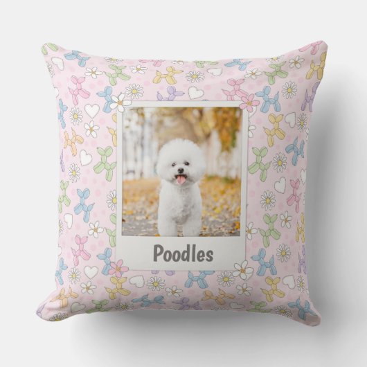 Whimsical Pastel Custom Photo Poodle Throw Pillow Kussen (Voorkant)