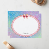 Whimsical Pastel "Dank je" Notitiekaartje (Voorkant / Achterkant in situ)