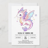 Whimsical Pastel Dragon 1e verjaardag Kaart (Voorkant)