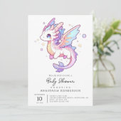 Whimsical Pastel Dragon Baby shower Kaart (Staand voorkant)