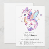 Whimsical Pastel Dragon Baby shower Kaart (Voorkant / Achterkant)