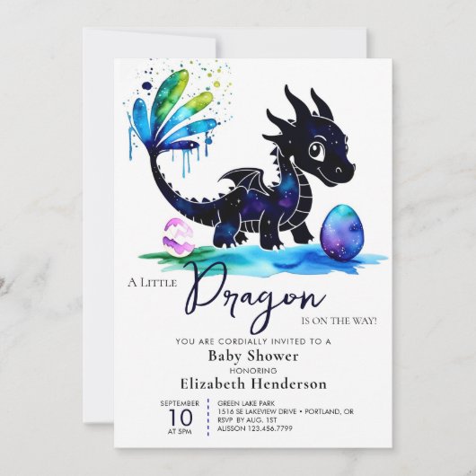 Whimsical Pastel Dragon Boy Baby shower Kaart (Voorkant)