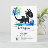 Whimsical Pastel Dragon Boy Baby shower Kaart (Staand voorkant)