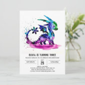 Whimsical Pastel Dragon Digitaal Meisje Verjaardag Kaart (Staand voorkant)