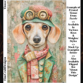 Whimsical Pastel Dressed Teckel EB4L Decoupage Tissuepapier