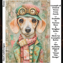 Whimsical Pastel Dressed Teckel EB4L Decoupage Tissuepapier