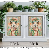 Whimsical Pastel Dressed Teckel EB4R Decoupage Tissuepapier