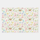 Whimsical Pastel Easter Bunny & Floral Pattern Inpakpapier Vel (Voorkant 3)