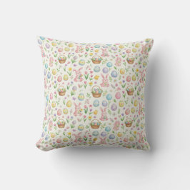 Whimsical Pastel Easter Bunny & Floral Pattern Kussen