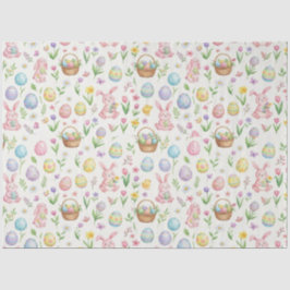 Whimsical Pastel Easter Bunny & Floral Pattern Tissuepapier