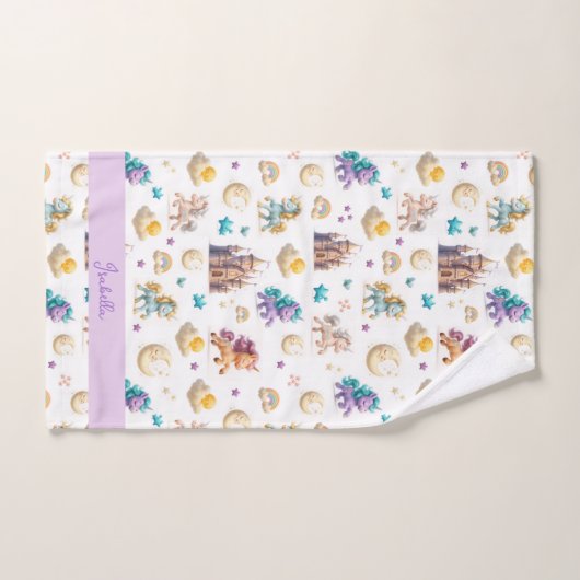 Whimsical Pastel Eenhoorns en kastelen Fantasy Bad Handdoek (Handdoek)