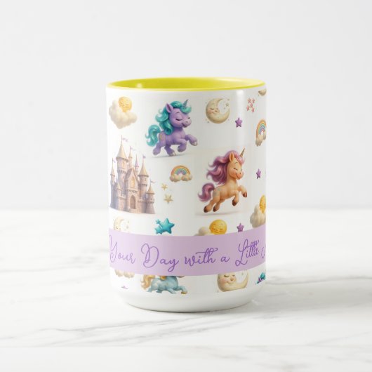 Whimsical Pastel Eenhoorns en kastelen Fantasy Mok (Midden)