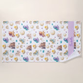 Whimsical Pastel Eenhoorns en kastelen Fantasy Strandlaken (Voorkant)