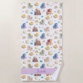 Whimsical Pastel Eenhoorns en kastelen Fantasy Strandlaken (Voorkant)
