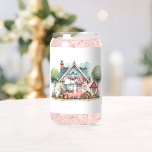 Whimsical Pastel Fairy Tale Cottage Art Blikvorm Glas