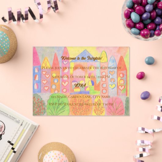 Whimsical Pastel Fairytale Castle Birthday Acryl Uitnodigingen (Insitu (Viering))