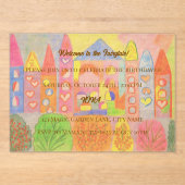 Whimsical Pastel Fairytale Castle Birthday Acryl Uitnodigingen (Voorkant)