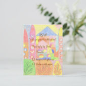 Whimsical Pastel Fairytale Castle RSVP Card Kaartje (Staand voorkant)