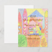 Whimsical Pastel Fairytale Castle RSVP Card Kaartje (Voorkant / Achterkant)