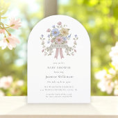 Whimsical pastel floral Baby Shower QR code Kaart