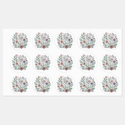 Whimsical Pastel Floral Wildflower Sticker (Vel)