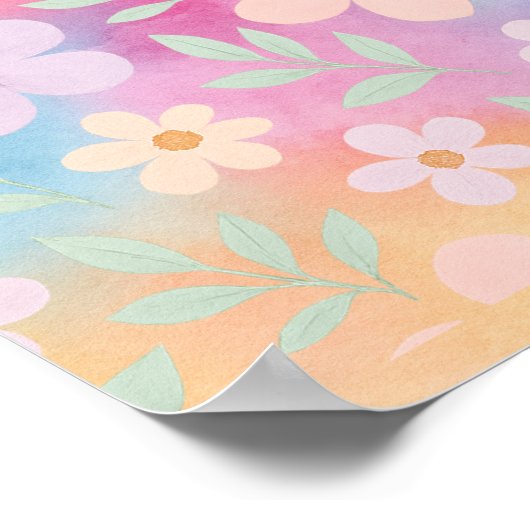 Whimsical Pastel Flower Garden Poster (Hoek)