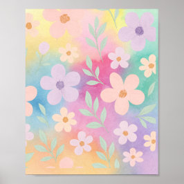 Whimsical Pastel Flower Garden Poster