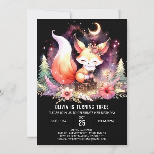 Whimsical Pastel Fox Verjaardag digitaal Kaart (Voorkant)