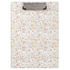Whimsical Pastel Garden: een patroon van bloemen Klembord