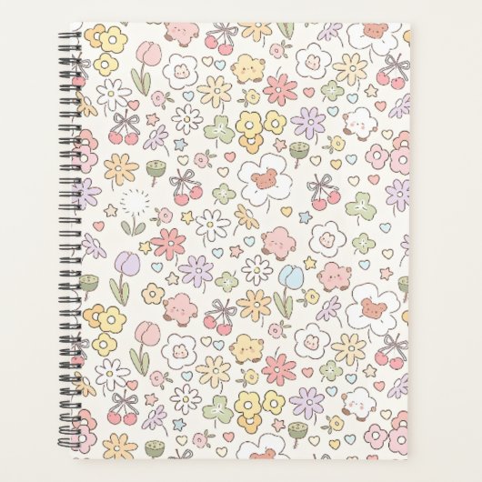 Whimsical Pastel Garden: een patroon van bloemen Planner (Voorkant)