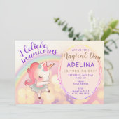 Whimsical Pastel Geloof In Eenhoorns 1e Verjaardag Kaart (Staand voorkant)