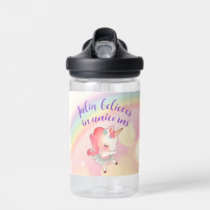 Whimsical Pastel Geloof In Eenhoorns 1e Verjaardag Waterfles