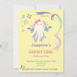 Whimsical Pastel Ghost Girl Halloween Party Uitnod