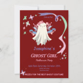 Whimsical Pastel Ghost Girl Halloween Party Uitnod (Voorkant)