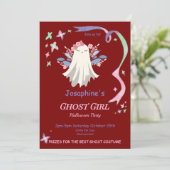 Whimsical Pastel Ghost Girl Halloween Party Uitnod (Staand voorkant)