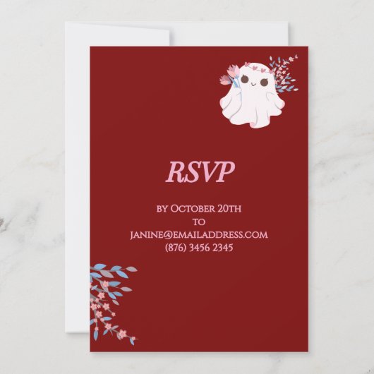 Whimsical Pastel Ghost Girl Halloween Party Uitnod (Achterkant)