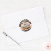 Whimsical Pastel Glas Glazuur Donut Glanzend Ronde Sticker (Envelop)