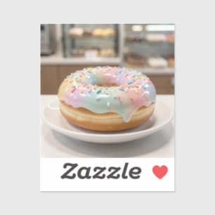 Whimsical Pastel Glas Glazuur Donut Glanzend   Sticker