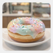 Whimsical Pastel Glas Glazuur Donut Glanzend  