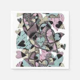 Whimsical Pastel Harten Zentangle Doodle Patroon P Servet
